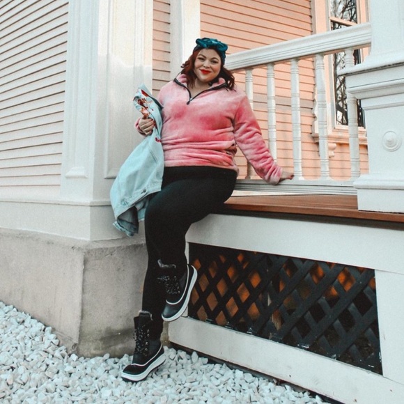 Cozy Fuzzy Pink Cloud Half Zip Pullover with Pockets XXL - Picture 3 of 5